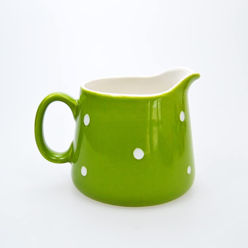 [Australia - AusPower] - CHOOLD Polka Dot Ceramic Creamer with Handle,Coffee Milk Creamer Pitcher /Serving Pitcher/Sauce Pitcher/ Milk Creamer Jug for Kitchen 8.5oz Green 