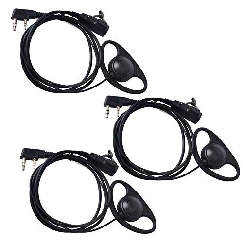 [Australia - AusPower] - HYS 2 Pin D Shape Headset Walkie Talkies Earpiece with Mic PTT for Baofeng BF-888S UV-5R Kenwood Two-Way Radios(3Pack) 