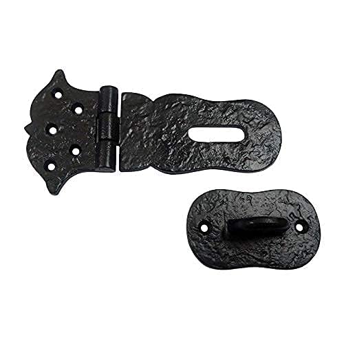 [Australia - AusPower] - Adonai Hardware"Paran" Heavy Duty Antique Cast Iron Safety Locking Hasp and Staple (6" x 1 Pack, Matte Black) for Vintage Pirates Treasure Chest, Trunk, Wooden Jewelry Box, Cases, Furniture and Sheds 6 Inch x 1 Pack Matte Black Powder Coated 
