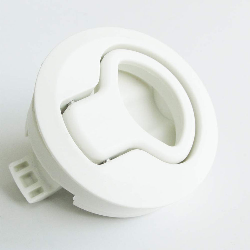 [Australia - AusPower] - 2PCS Boat 2'' Flush Pull Latch Slam Latch Hatch Round Pull Latch White Plastic for RV Boat Door Latches Deck Hatch 1/4'' Door Cabinet Hardware 2 Pieces 