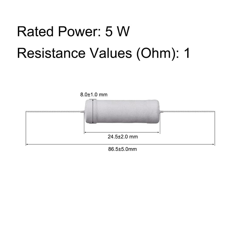 [Australia - AusPower] - uxcell 10Pcs 1 Ohm Resistor, 5W 5% Tolerance Metal Oxide Film Resistors, Lead, Flame Proof for DIY Electronic Projects and Experiments 