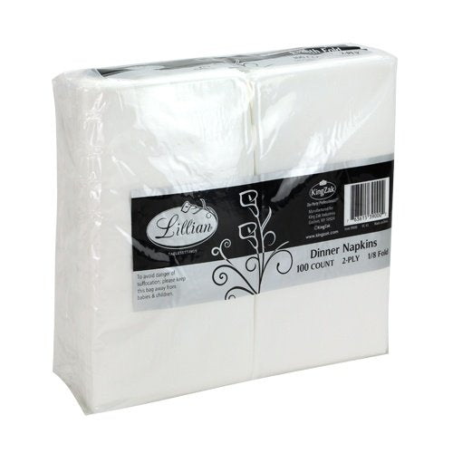 [Australia - AusPower] - Premium White Napkins, 1/8 Fold Dinner Napkin, Value Pack 100 Count 1/8 Fold Dinner Napkin - 100 Count 