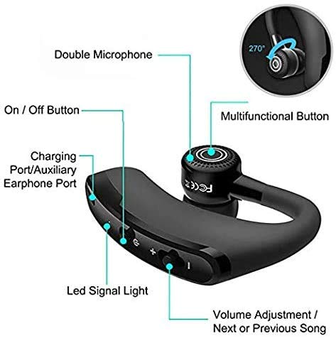 [Australia - AusPower] - Bluetooth Headset,Wireless Earpiece Business Bluetooth Headphone Earphone Super Long Standby with Mic Noise for Workout/Truck Driver/Office/Driver 