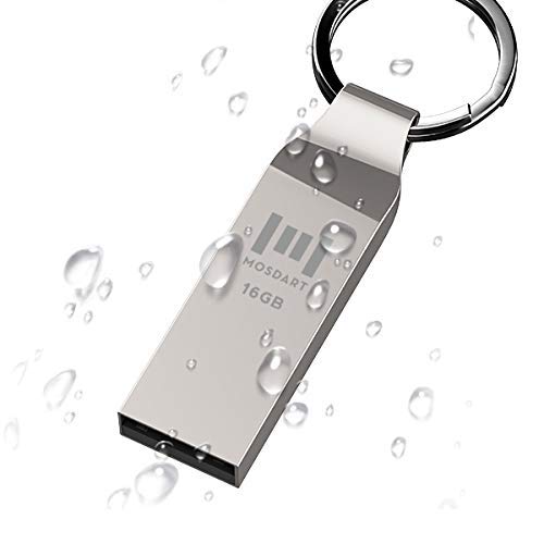 [Australia - AusPower] - MOSDART 16GB Metal USB 2.0 Flash Drive 10 Pack Bulk Waterproof 16G Thumb Drive Jump Drive Pen Drive Memory Stick with Keychain,Silvery 10Pack 16GB-Silver 
