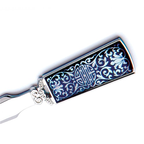 [Australia - AusPower] - Mother of Pearl Arabesque Flower Design Black Metal Steel Knife Office Sword Blade Hand Envelope Gift Letter Opener 