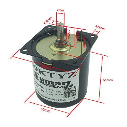 [Australia - AusPower] - Bringsmart 60ktyz 20rpm Ac Motor Low Noise Gearbox Electric Motor Barbecue High Torque Low Speed 110V Synchronous AC Reduction Motor (110V 20rpm) 110V 20rpm 