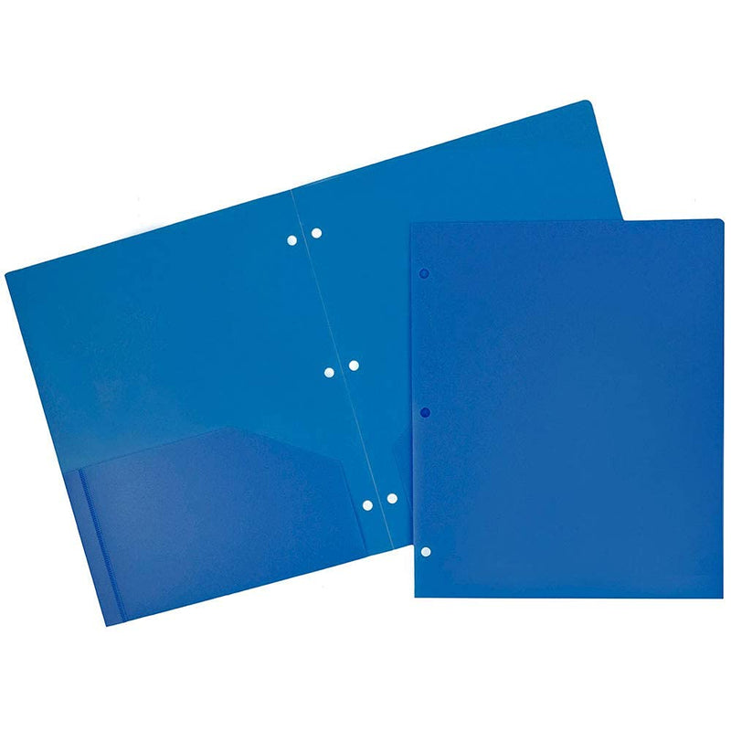 [Australia - AusPower] - JAM PAPER Heavy Duty Plastic 3 Hole Punch Pocket Folders - Extra Tough School Folders - Assorted Primary Colors - 6/Pack 