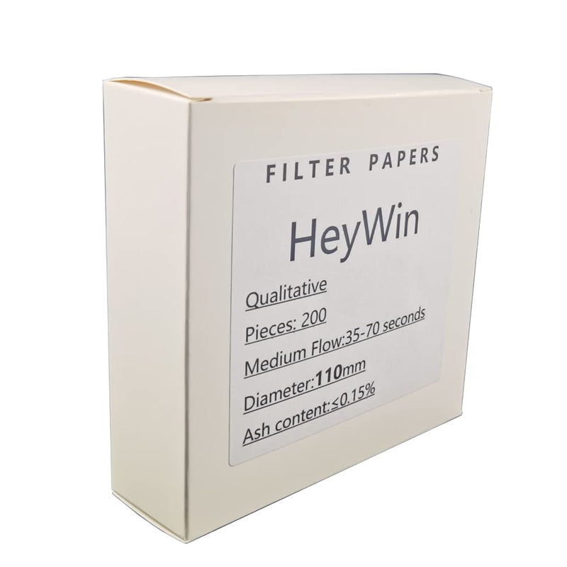 [Australia - AusPower] - HeyWin 200 Packs Qualitative Filter Paper Chemistry,Diameter of 110mm Filter Paper Circles,Medium Speed,Used in The Vacuum Filter,Also for Funnel,etc 