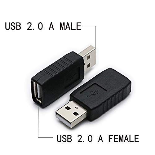 [Australia - AusPower] - 2 Pack USB 2.0 AF/AM Adapter Type A Female to USB A Male Adapter Connector Converter Plug 
