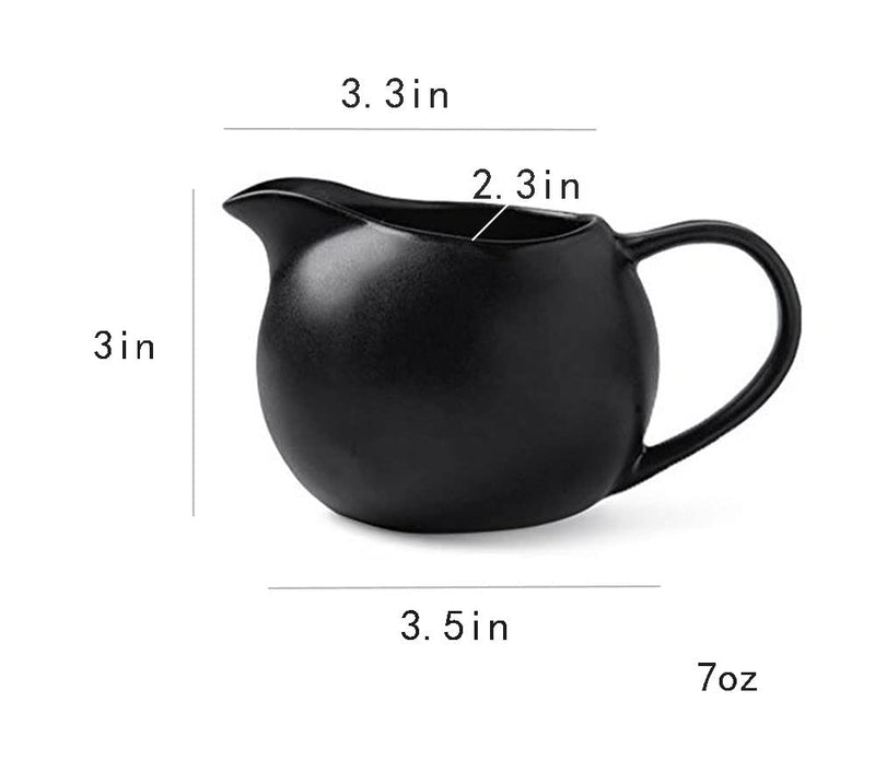 [Australia - AusPower] - Matte Ceramic Simple Creamer with Handle, Small Coffee Milk Creamer Pitcher 8oz Black 