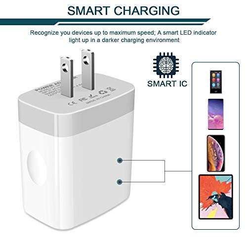 [Australia - AusPower] - USB Charger Adapter, 2-Pack AILKIN 4.8A 4-Muti Port Phone Wall Plug Fast Charging Block Box for iPhone 13 12 Pro Max 11 SE 10 XR XS X 8 7, Samsung Galaxy, Motorola, LG, Pixel, Power Cube Base Brick White 