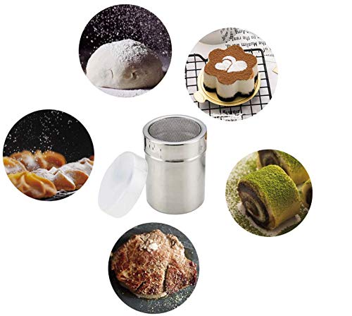 [Australia - AusPower] - LASSUM Powder Sugar Shaker with Fine-mesh and Plastic Lid Stainless Steel Chocolate Shaker Icing Sugar Powder Cocoa Flour Coffee Sifter Cooking Tools 