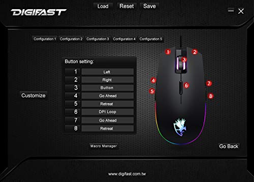 [Australia - AusPower] - Digifast Nightfall NF24 RGB Backlit Gaming Mouse, Symmetrical Design, 50 Million Click Durability, 8 Programmable Buttons, Dynamic DPI Switching, Customized Color, DPI for Windows PC Gamers (Black) 