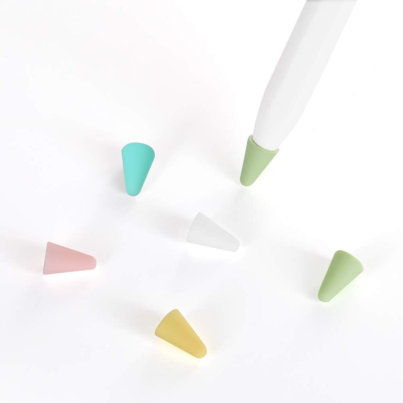 [Australia - AusPower] - ZALU Silicone Nibs Cover Writing Protection for iPad Pencil Compatible with Apple Pencil Tips (2nd Gen) (Pink+Mint Green+White+Yellow+Matcha Green) Pink+Mint Green+White+Yellow+Matcha green 