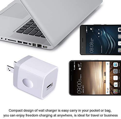 [Australia - AusPower] - iPhone Wall Charger Adapter USB Charging, 5Pack Single Port USB Wall Plug in Phone Charger Cube Box Head Travel Power Blocks Brick Compatible iPhone SE/X/11 Pro Max, Samsung A20 S10 S9 S7 S6 HTC LG White 