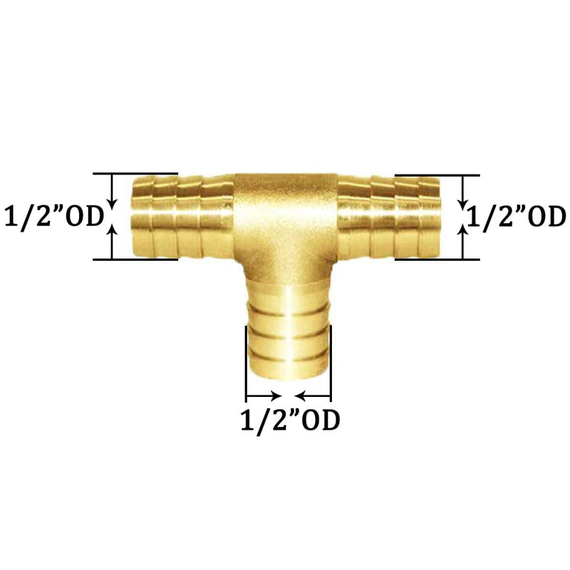 [Australia - AusPower] - Joywayus 8PCS 1/2” Brass Hose Barb Set,90 Degree L Right Angle Elbow, Y-Shape Air Hose Barb, Tee Hose Barb, Fuel/AIR/Water/Oil/Gas 0.5 Inch 