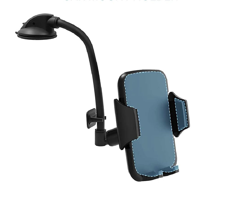 [Australia - AusPower] - Long Neck Anti Shake Cradle Car Phone Mount Holder for Windshield and Dashboard Smartphone Stand with Strong Suction Cup Compatible with Any Smartphone 