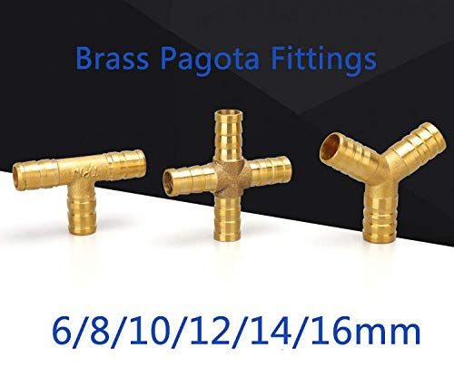 [Australia - AusPower] - 10Pcs Brass Hose Barb 1/2" 1/4" 3/8" 5/16" Reducer Barbed Splicer Mender Joiner Fitting Fuel/Air/Water/Boat/Gas/Oil WOG 3/8inch 4 way 