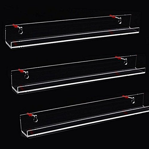 [Australia - AusPower] - Sooyee 3 Pack 15 Inch Acrylic Invisible Kids Floating Book Shelves for Kids Room,Modern Picture Ledge Display Shelf Toy Storage Wall Shelves,Clear 