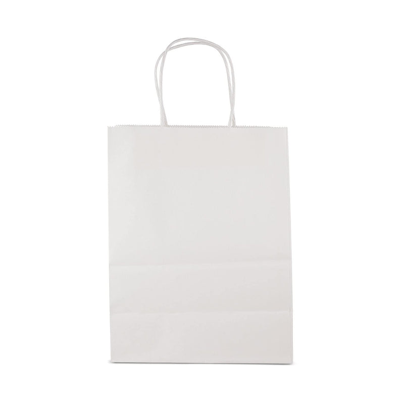 [Australia - AusPower] - Strong and Durable Kraft White Paper Shopping or Takeout Bag with Handles Size 10 in x 5 in x 13 in by MT Products (15 Pieces) 