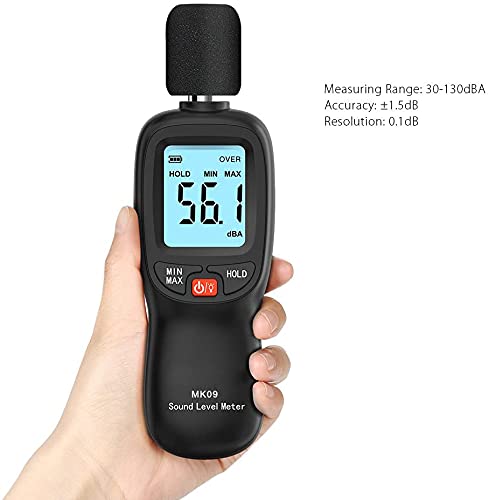 [Australia - AusPower] - Decibel Meter, Digital Sound Level Meter, Range 30-130dB(A) Noise Volume Measuring Instrument Self-Calibrated Decibel Monitoring Tester (Battery Included) 