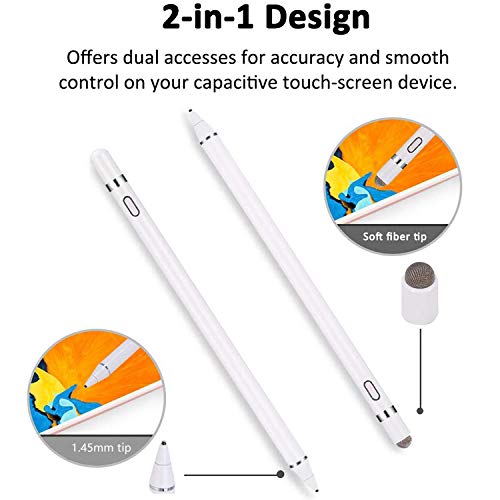 [Australia - AusPower] - Stylus Pen for Touch Screens, Digital Pencil Active Pens Fine Point Stylist Compatible with iPhone iPad Pro and More Tablets (White) 