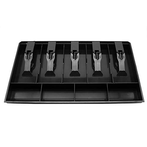 [Australia - AusPower] - Cash Money Tray Replacement 5 Bill/ 4 Coin Drawer Register Insert Tray Storage Case with Plastic Clip(5 Bill/4 Coin-Black) 
