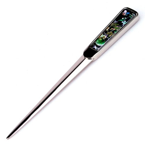 [Australia - AusPower] - Mother of Pearl Watermelon and Poppy Design Black Metal Steel Knife Office Sword Blade Hand Envelope Gift Letter Opener 