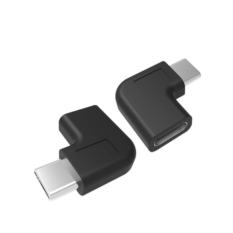 [Australia - AusPower] - Type-C Right Angle Adapter,Type-C Male to Type-C Female Adapter， 2-Pack，90 Degree Type C Adapter,Right & Left Angled 90 Degree Type-C Extension Adapter for Laptop & Tablet & Mobile Phone 