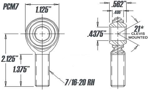 [Australia - AusPower] - PCM7 7/16 x 7/16-20 Male Right Hand Rod End with Jam Nut  Alloy Steel Heim Joint Rod End Direct 