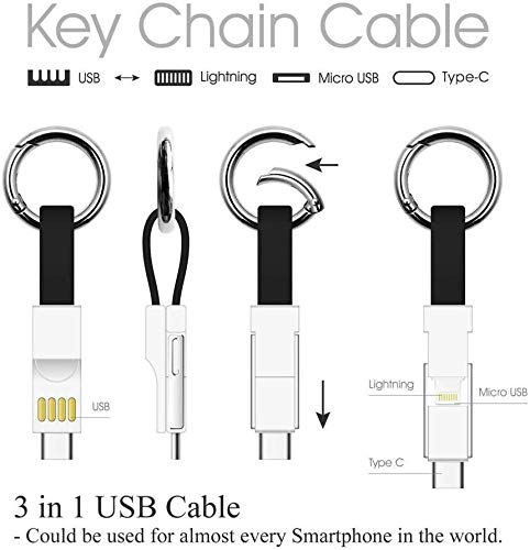 [Australia - AusPower] - Lightning Cable Portable Charging Cable 3 in 1 Multi Short Small Fast Charging Cord Compatible All Smartphones Smart Device (Green) 