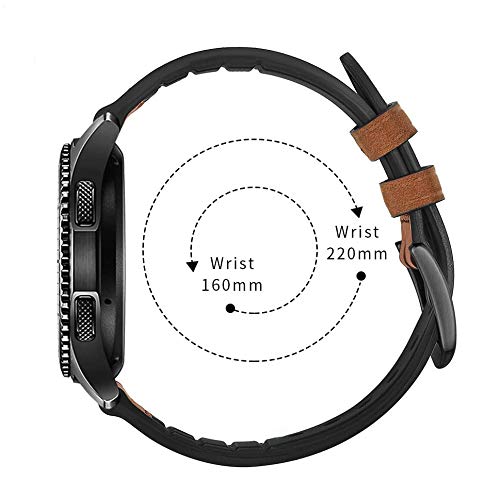 [Australia - AusPower] - Morsey band Compatible with Galaxy Watch 3 45mm /Galaxy Watch 46mm/Gear S3 Band, 22mm Hybrid Sports Band Leather Strap with Metal Clasp Replacement for Samsung Gear S3 Frontier/Classic Smart Watch, Light brown 