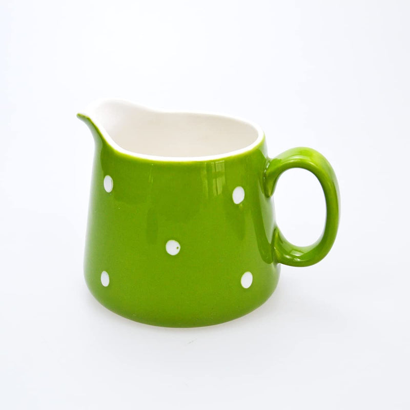 [Australia - AusPower] - CHOOLD Polka Dot Ceramic Creamer with Handle,Coffee Milk Creamer Pitcher /Serving Pitcher/Sauce Pitcher/ Milk Creamer Jug for Kitchen 8.5oz Green 