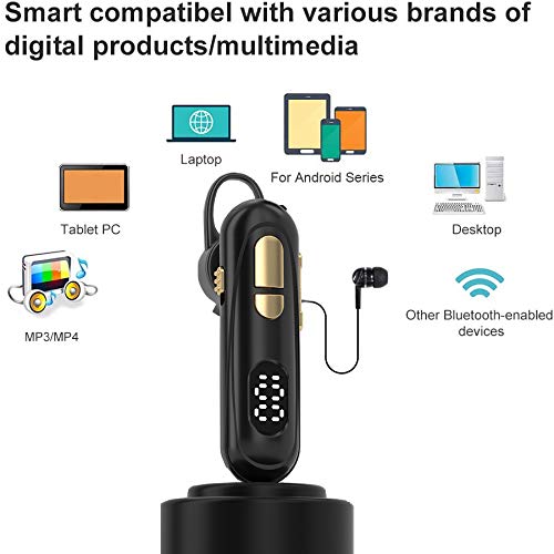 [Australia - AusPower] - Mini Bluetooth Headset V5.1, HD Voice Noise Cancelling, 30H Talking Time, Digital Capacity Single Wireless Earbud Compatible with iPhone and Android, Handsfree Bluetooth Earpiece for Office BlackGold 