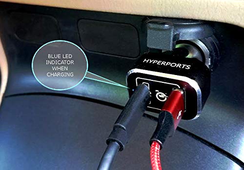 [Australia - AusPower] - HyperPorts 63W USB C Laptop Car Charger Dual Port QualComm Quick Charge 3.0 Compatible with MacBook Pro, Chromebook, Pixel 2 XL, Galaxy S9 S8 Edge Plus Note 9 8, iPad - PD Chipset- Enabled 