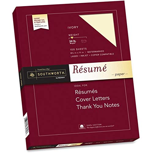 [Australia - AusPower] - Southworth 100% Cotton Resume Paper, 8.5” x 11", 24 lb/90 gsm, Wove Finish, White, 100 Sheets - Packaging May Vary (R14CF) (SOUR14CF) 