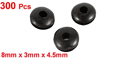[Australia - AusPower] - uxcell a14061800ux0639 300pcs Black Rubber Wiring Grommets Ring Cable Protector 3 mm x 8mm (Pack of 300) 