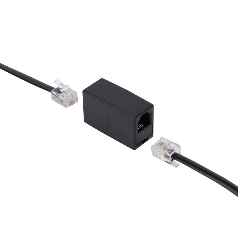 [Australia - AusPower] - RJ11 Coupler, Straight Telephone Inline Coupler RJ11 6P4C Inline Keystone Jack Female to Female Straight Telephone Cable Cord Extension Adapter Black 6Pack 