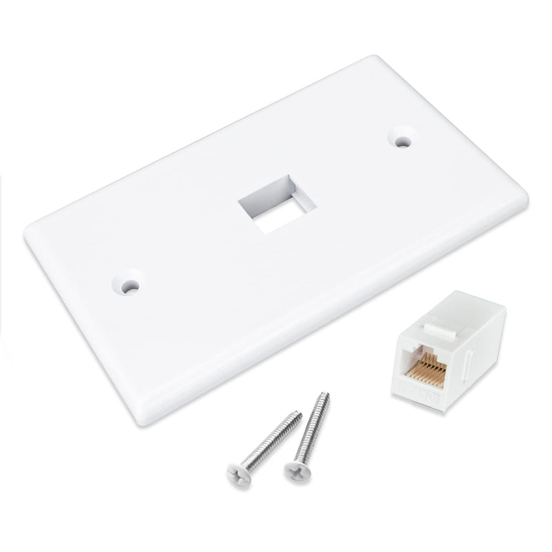 [Australia - AusPower] - Iwillink (2 Pack) 1-Port Ethernet Wall Plate, Keystone Jack Wall Plate with RJ45 Keystone Inline Coupler insert, Female to Female Cat6 Keystone Jack Wall Plate, White 2 Packs 1-Port 