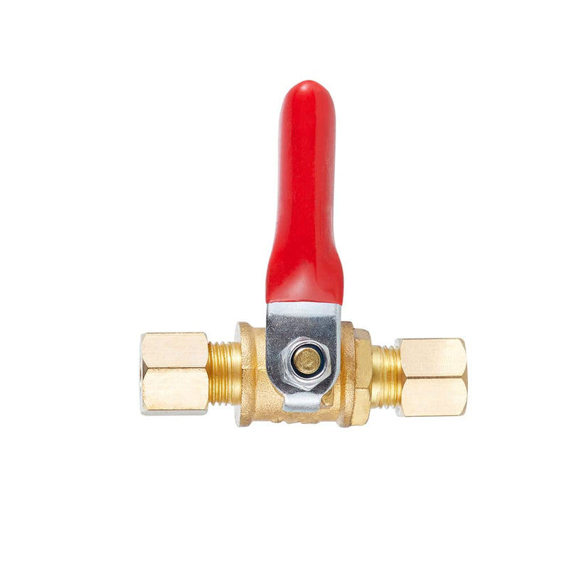 [Australia - AusPower] - Brass Ball Valve Shut Off Switch, Tubing Fitting Straight Coupling Adapter 2pcs (1/4" Compression x 1/4" Compression) 1/4" Compression x 1/4" Compression 