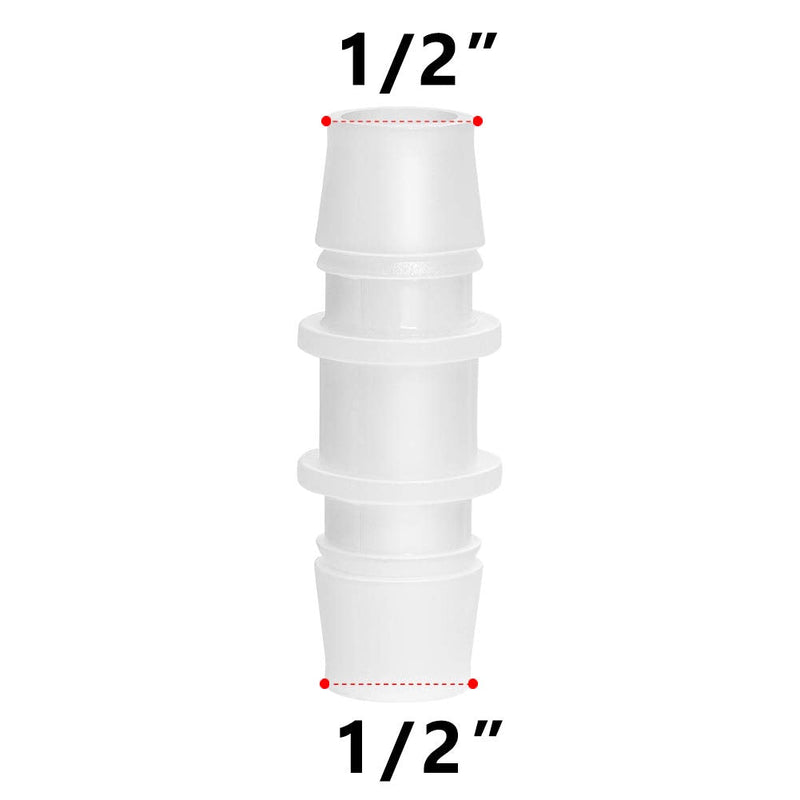 [Australia - AusPower] - Quickun Plastic Hose Barb Fitting, 1/2" x 1/2" Barbed Splicer Mender Joint Adapter Union Fitting (Pack of 5) 