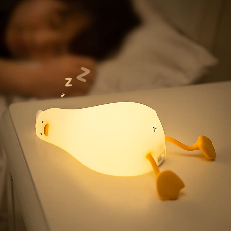 [Australia - AusPower] - ATCTBOGFS Cute Duck Lamp, Fun Lying Flat Duck Night Light,LED Squishy Animal Novelty Lamp,Light up Duck for Kids Great Gift,3 Level Dimmable Nursery Nightlight Rechargeable Touch Lamp (Duck Lamp) Yellow 