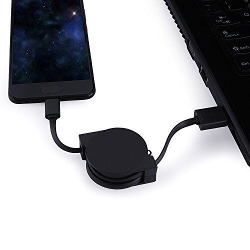 [Australia - AusPower] - Retractable USB Type C Cable Type C Charger USB C to USB A Data Sync Charging Cord Note 8 Charger for Samsung Galaxy Note 9, S9 S8 Plus, Google Pixel 2 XL, LG G5 G7 V35 ThinQ, V30, ZTE Blade Z Max X 3xPack Black 