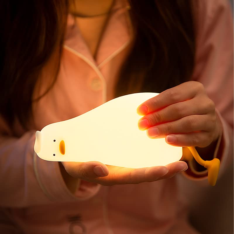 [Australia - AusPower] - ATCTBOGFS Cute Duck Lamp, Fun Lying Flat Duck Night Light,LED Squishy Animal Novelty Lamp,Light up Duck for Kids Great Gift,3 Level Dimmable Nursery Nightlight Rechargeable Touch Lamp (Duck Lamp) Yellow 