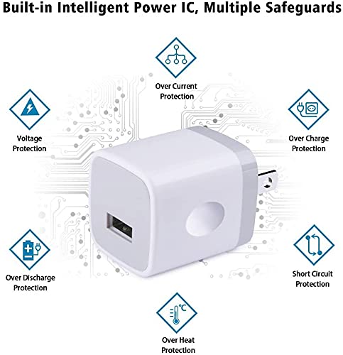 [Australia - AusPower] - Charging Block, iPhone Charger Box, UorMe 3-Pack 1A/5V USB Plug in Wall Charger Single Port Brick Fast Charging Cube for iPhone SE 13 12 Pro Max 11 XR XS 8 Plus, Samsung Galaxy S21 S20FE F42, LG V50 White 