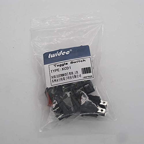 [Australia - AusPower] - Twidec/6Pcs Rocker Switch AC 6A/125V 10A/250V DPST 4 Pins 2 Position ON/Off Red LED Light Illuminated Boat Rocker Switch Toggle（Quality Assurance for 1 Years）KCD1-4-201N-R 