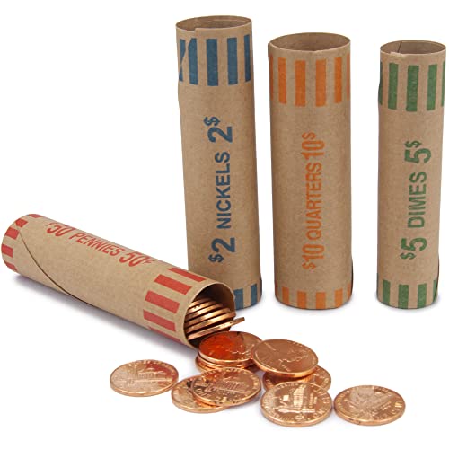 [Australia - AusPower] - L LIKED 128 Assorted Preformed Coin Wrappers Rolls - Quarters, Pennies, Nickels and Dimes (128 Assorted) 