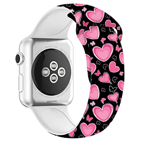 [Australia - AusPower] - Valentine's Day PatternWatch Band Compatible with Apple Watch 38mm 40mm 42mm 44mm Adjustable Wristbands Silicone Smartwatch Replaceable Strap for IWatch Series 7 6 5 4 3 2 1 style 2 38mm/40mm 