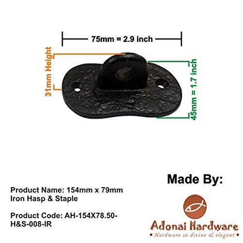 [Australia - AusPower] - Adonai Hardware"Paran" Heavy Duty Antique Cast Iron Safety Locking Hasp and Staple (6" x 1 Pack, Matte Black) for Vintage Pirates Treasure Chest, Trunk, Wooden Jewelry Box, Cases, Furniture and Sheds 6 Inch x 1 Pack Matte Black Powder Coated 