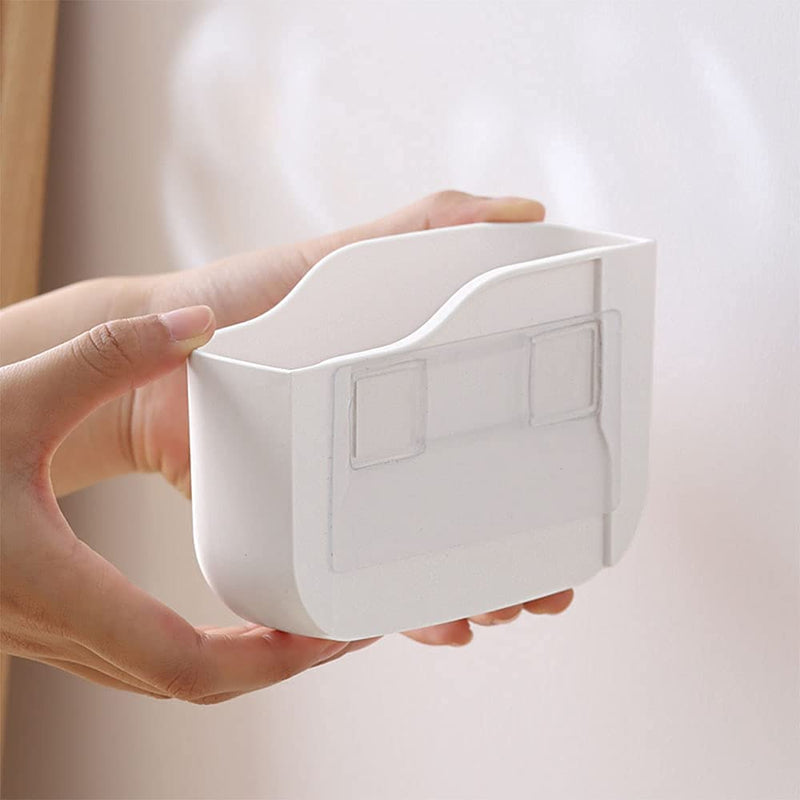 [Australia - AusPower] - LINFIDITE Adhesive Remote Control Holder Universal Controller Holder Wall Mount Storage Organizer Box No Drilling with Slot Home Office Desk Nightstand Stationery Supplies Phones Charging,White 1 PCS 